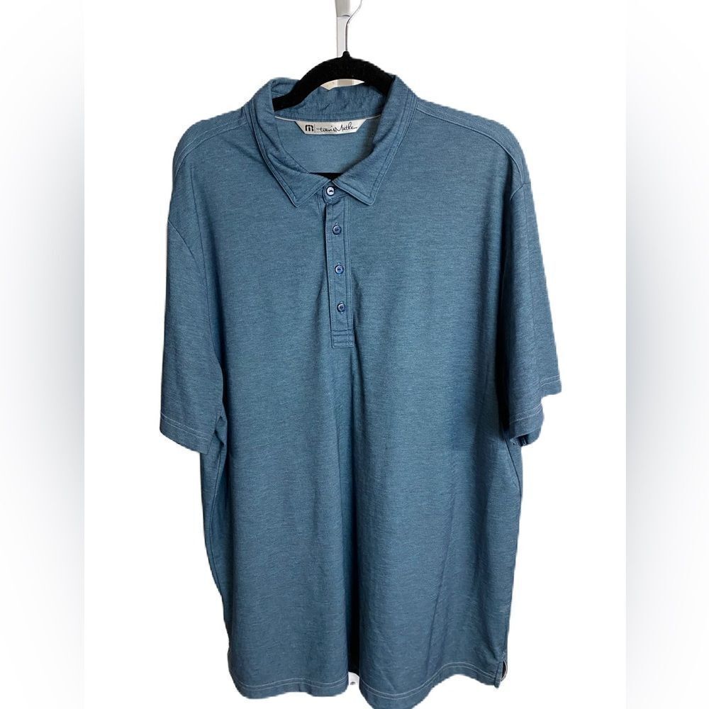 #116 TRAVIS MATHEW Pima Cotton Blue Golf Shirt
